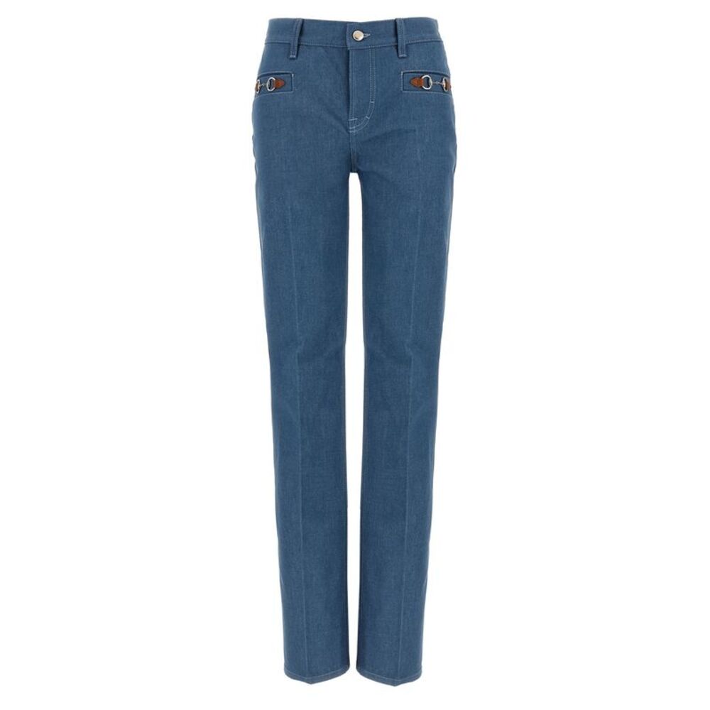 Gucci Blue Cotton Straight-Leg Women's Jeans